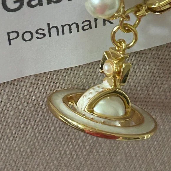 Vivienne Westwood SIMONETTA 3D Orb ENAMEL Pearl Choker Necklace - Picture 10 of 13